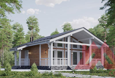 Проект каркасного дома "Камелия", 9*9 м, 50 м.кв